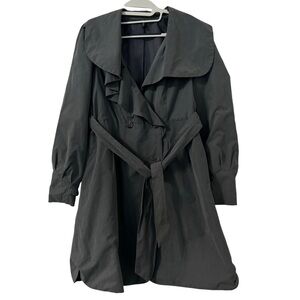 Ambition Mid-Length Trench Coat Womens Size Small Gray Nylon Casual Business
